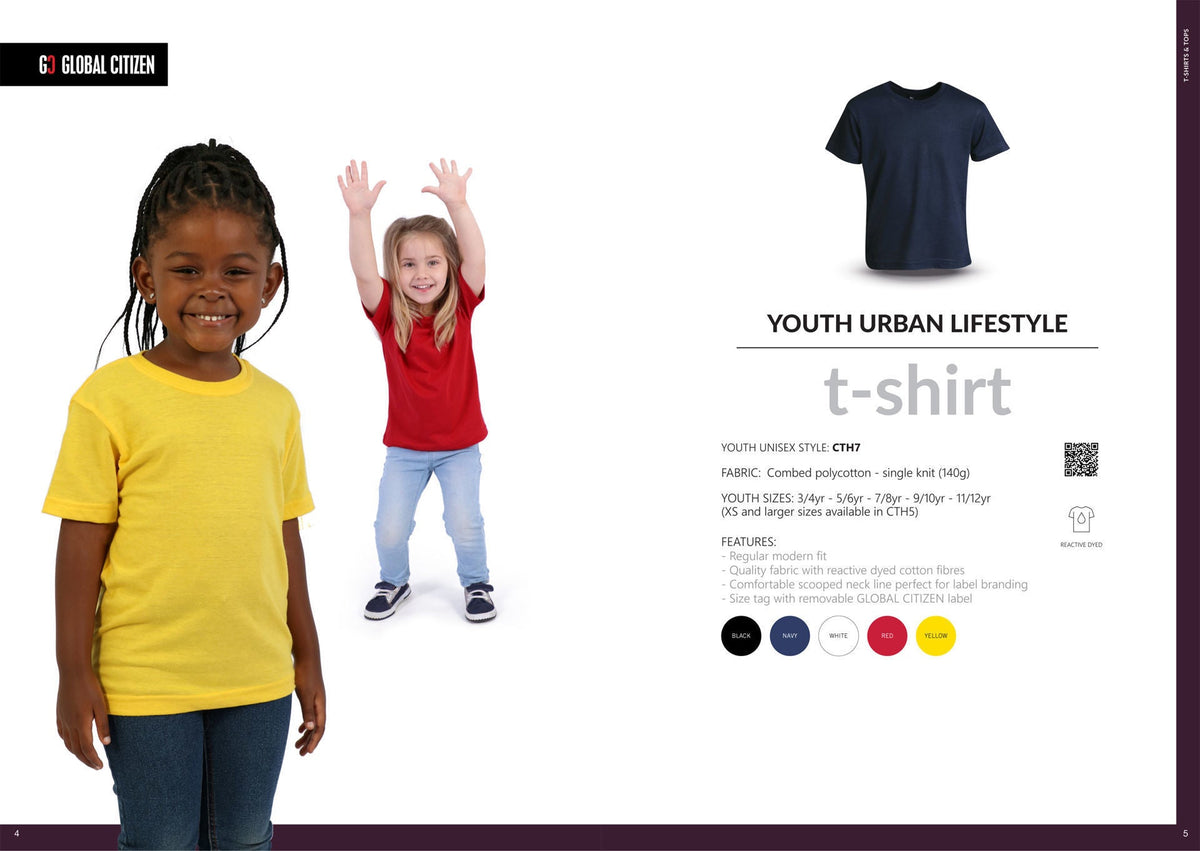 140g Urban Lifestyle Youth T - Shirt - White - End Of Range