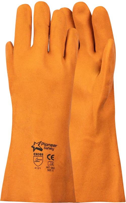 PIONEER PVC Orange Foamed Glove - 35cm