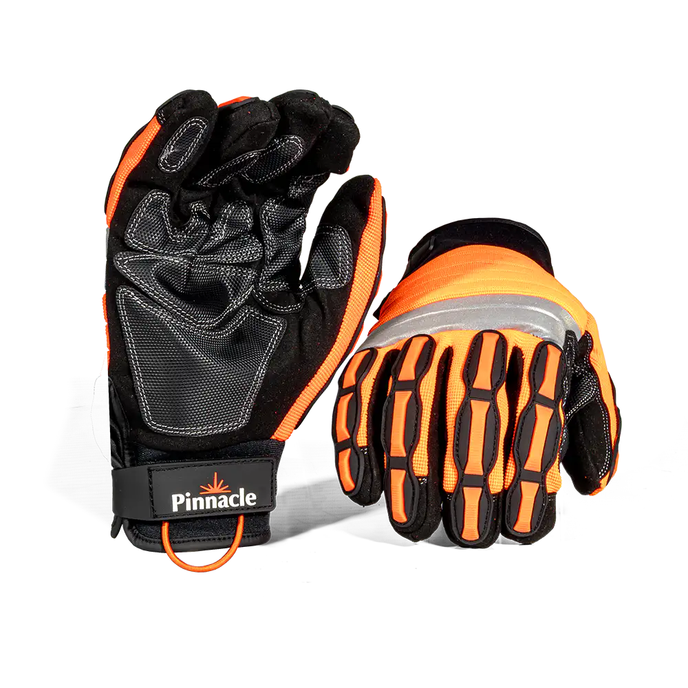 Mechanical Glove Microfiber Palm With Padding,hi Viz Orange Back With Impact Protection