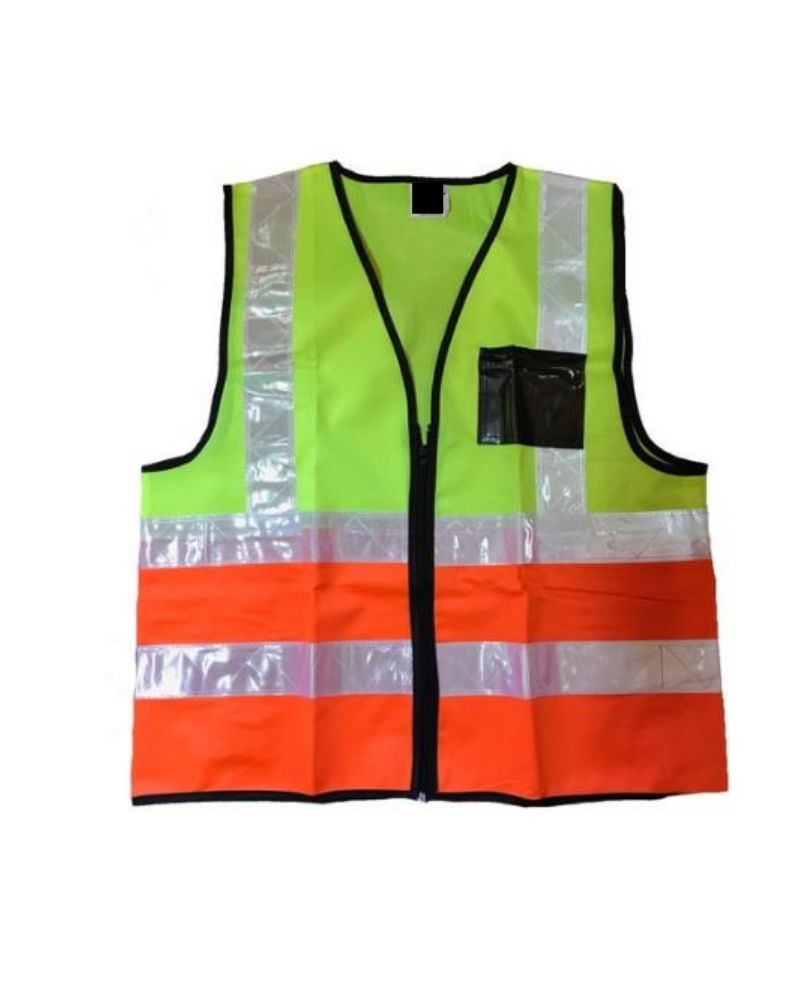 2 - Tone Reflective Vest with Zip & ID Pocket