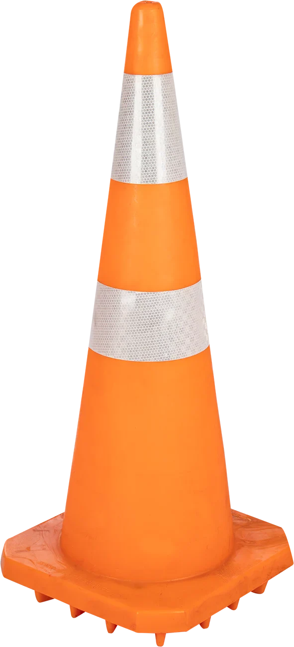 Orange Soft PVC Traffic Cone with Reflective Tape - 900mm