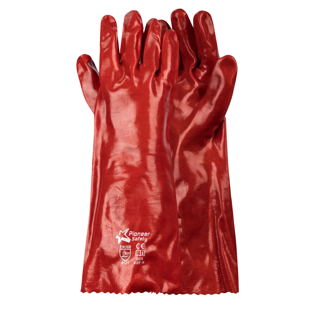 PVC Red Medium Weight Gloves - 40cm