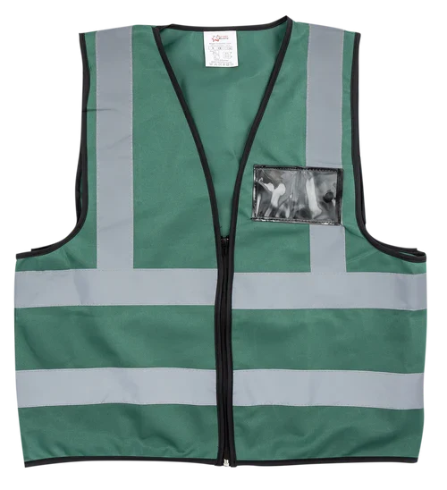 Pioneer®Blackish Green Reflective Vest With Zip & Id Pouch