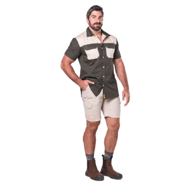 Dromex Horizon 2Tone Olive Green/Stone Short Sleeve Shirt