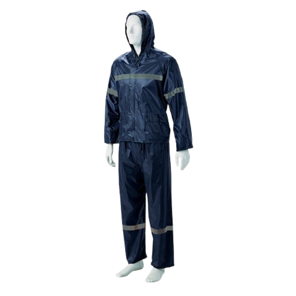 Dromex Navy Blue Reflective Rubberised Rain Suit