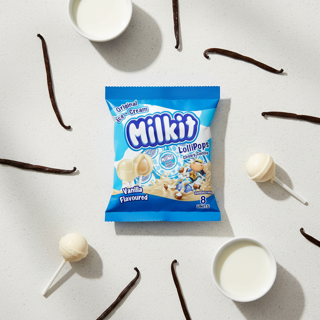 Milkit Original Ice-Cream Lollipops - Creamy Milky Vanilla (48ct Bulk Bag)