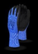 Proflex Blue Size 6 13g Blue Nylon Shell, Black Nitrile, Sandy Palm Double Coat Glove