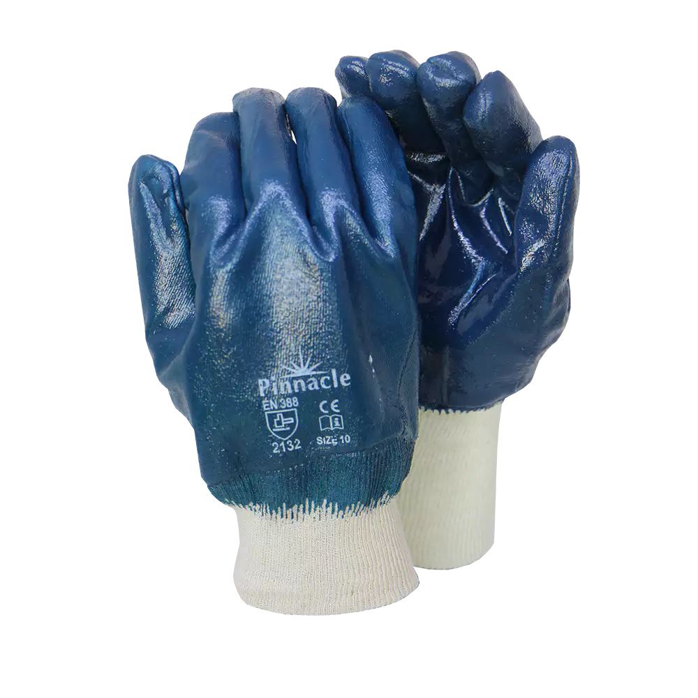 Blue Nitrile Glove Knit Wrist Size 10