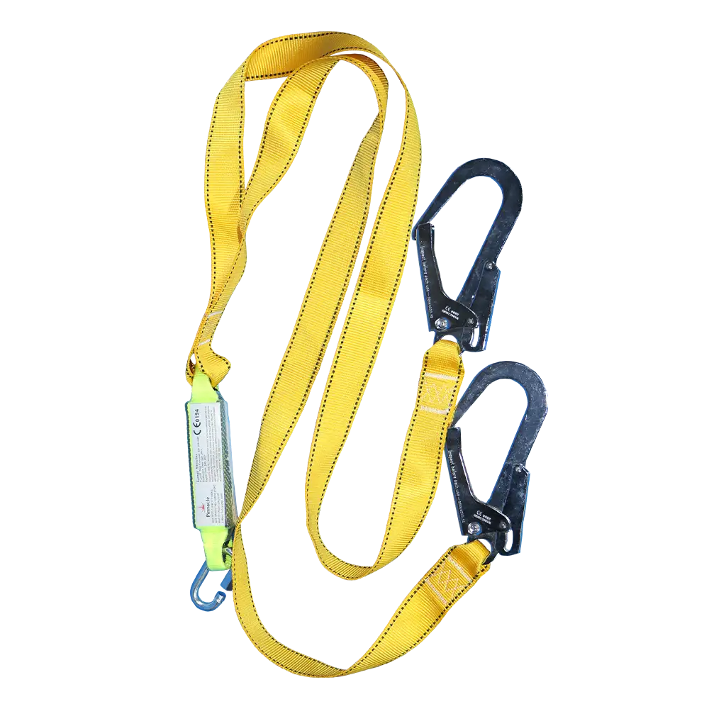Double Lanyard With Shock Absorber & Scaffold Hook