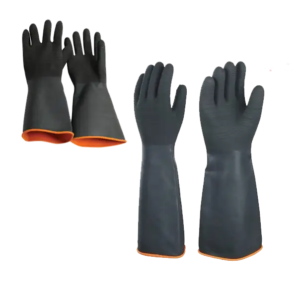 Black Industrial Latex Glove Rough Palm 55cm