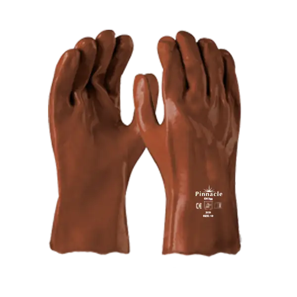 PVC Brown Heavy Duty Glove 27cm Smooth Palm