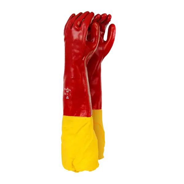 PVC Red Smooth Shoulder Glove (yellow Elasticated Attachment)