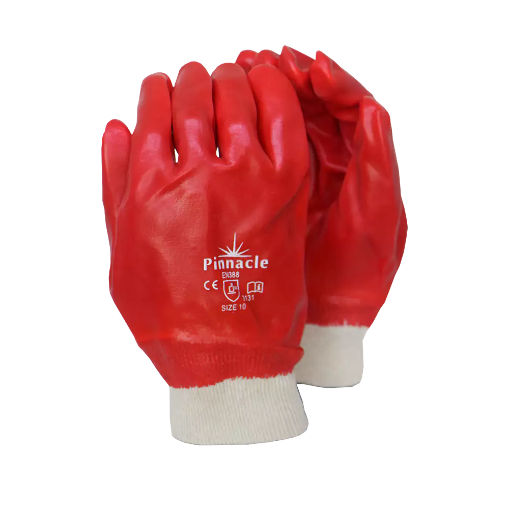 PVC Red Glove Knit Wrist