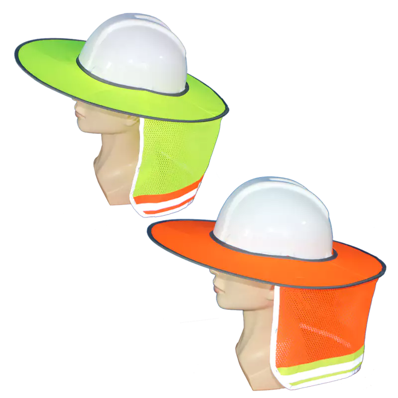 Lime Sun Protector For Hard Hat With Reflective