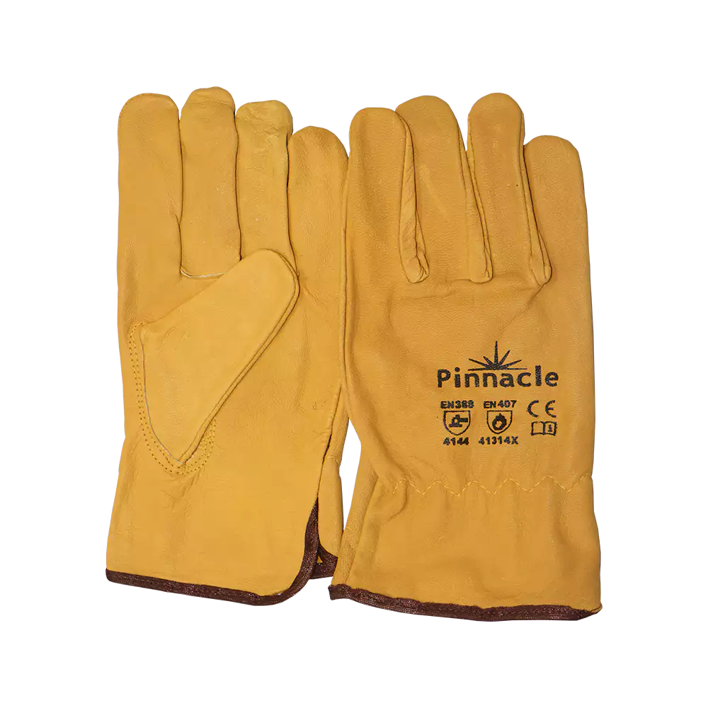 Yellow Leather Napa Glove ( Made Of Cow Hide) Size L