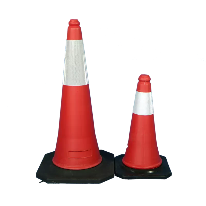 Traffic Cone Black Rubber Stand With Reflective Tape 500mm