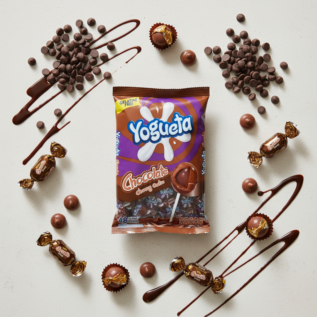 Yogueta Chocolate Lollipops - Creamy Cocoa Flavour (48ct Bulk Bag)