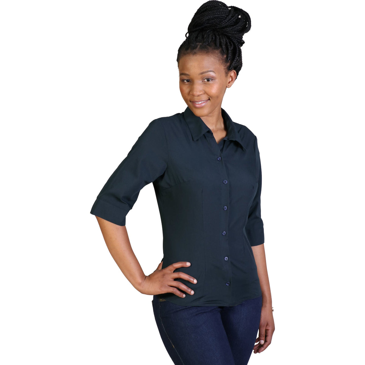 Ladies' Icon Woven Shirt - Navy - While Stock Last
