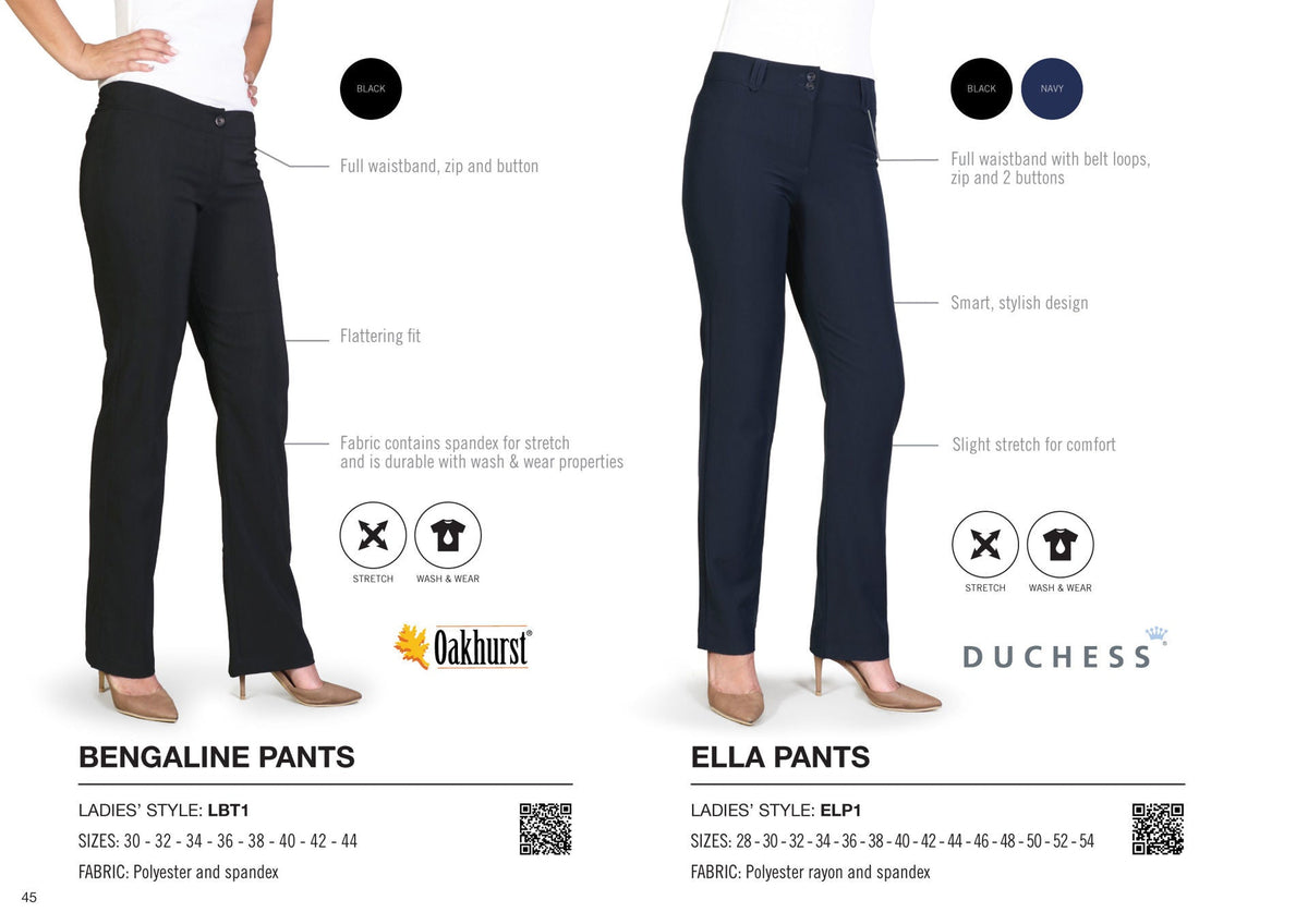 Ladies' Bengaline Pants - Black - While Stocks Last