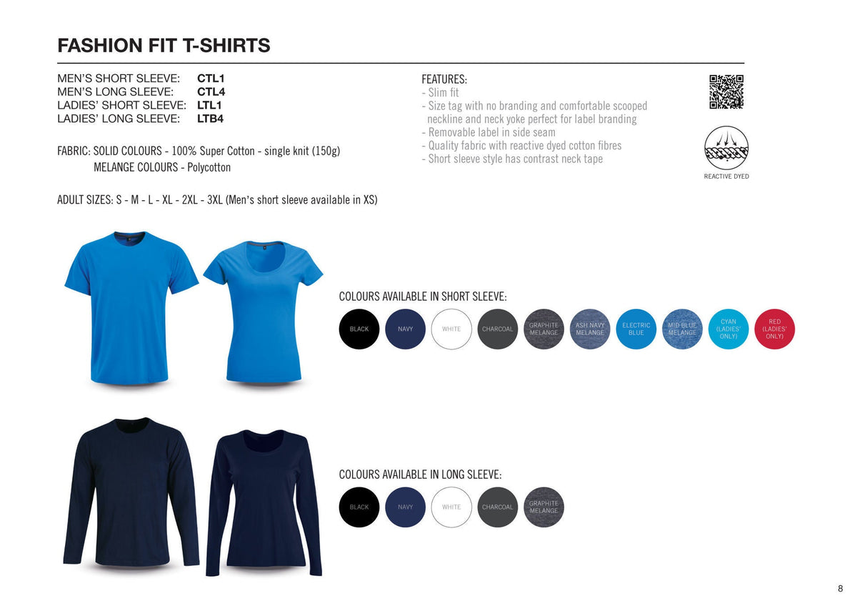 Ladies' 150g Fashion Fit T - Shirt - Mid Blue Melange - While Stocks Last