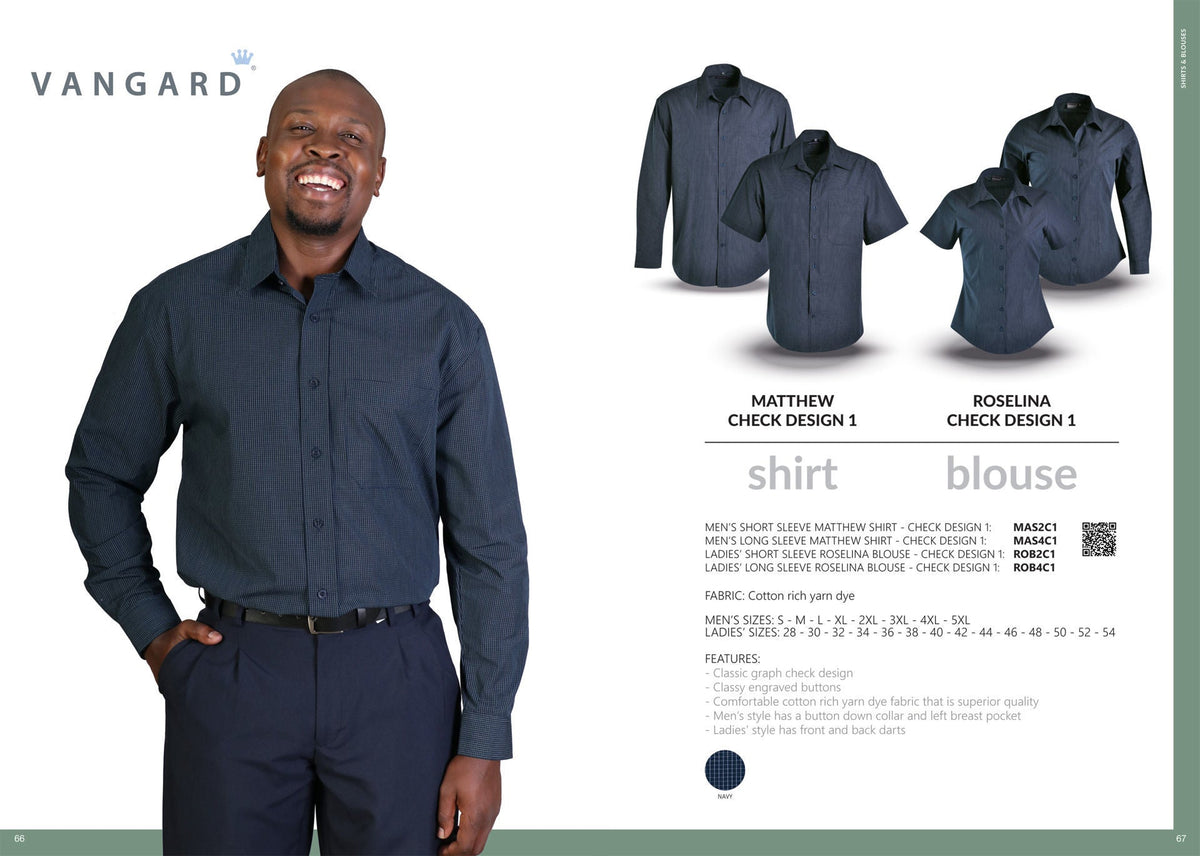 Matthew Shirt Short Sleeve - Check 1 - Navy