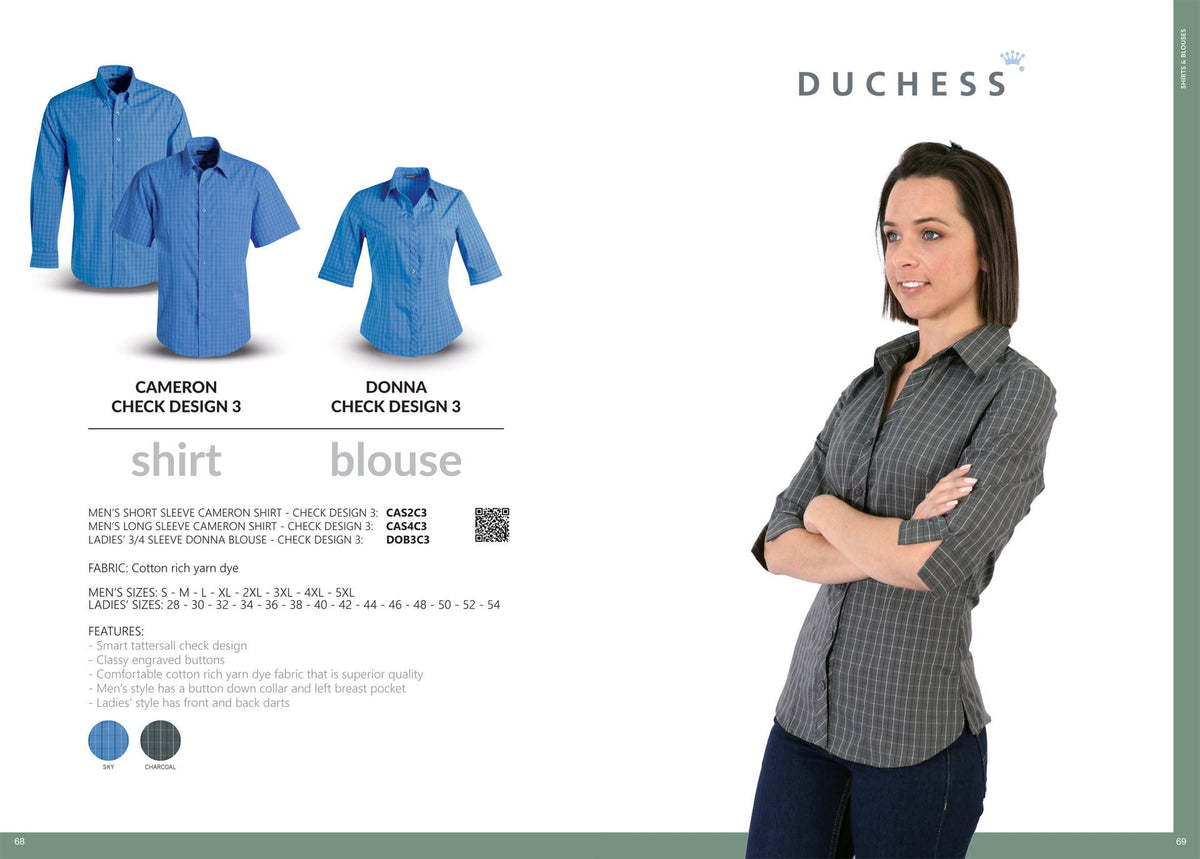 Donna Blouse 3/4 Sleeve - Check 3 - End Of Range