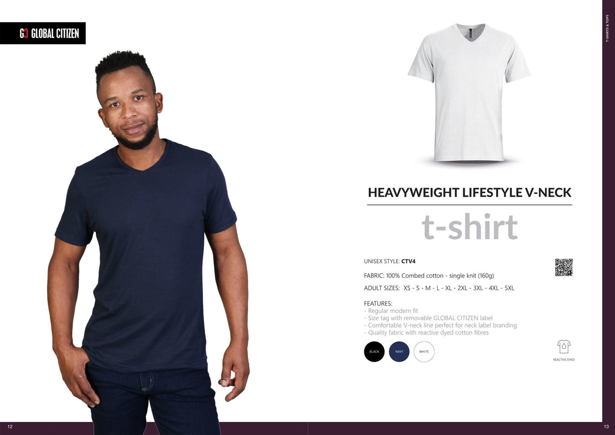 160G Heavyweight Lifestyle V - Neck T - Shirt