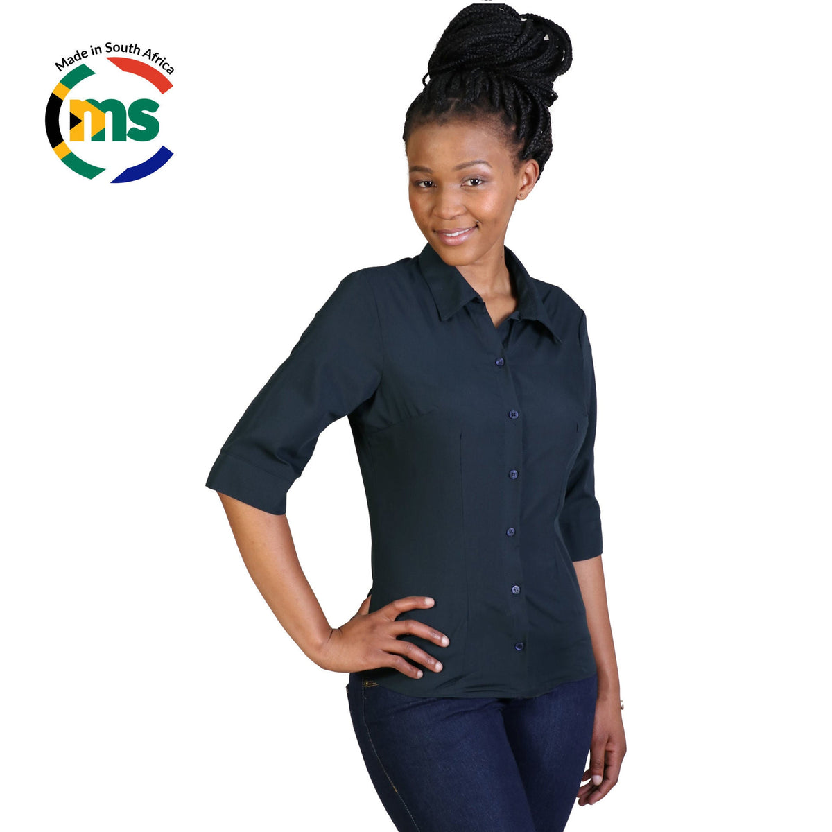 Ladies' Icon Woven Shirt - Navy - While Stock Last