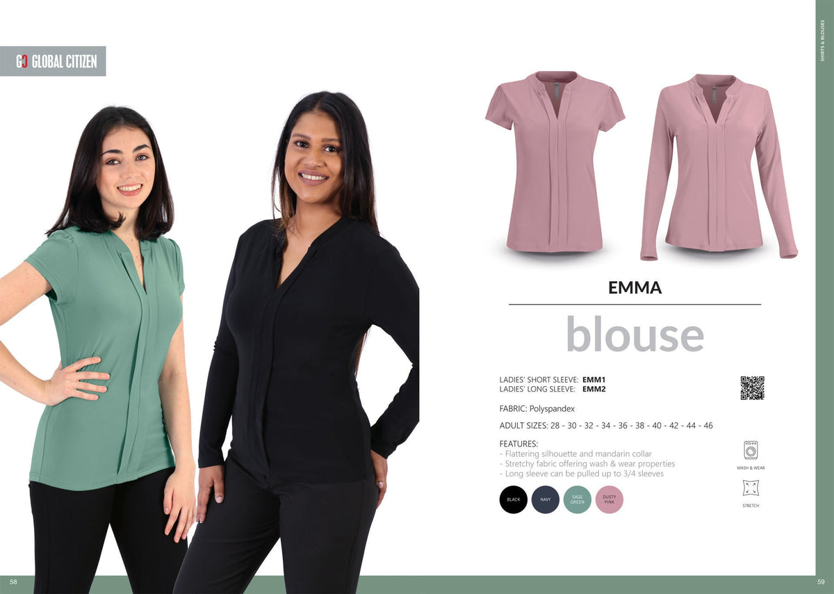 Emma Blouse - Short Sleeve - Black - End of Range