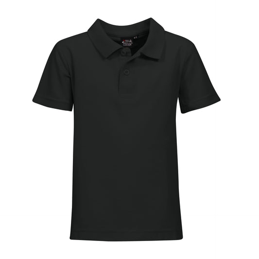 175g Youth Classic Pique Knit Polo - Black - End Of Range