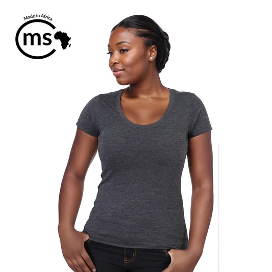 Ladies' 150g Fashion Fit T - Shirt - Graphite Melange - End Of Range