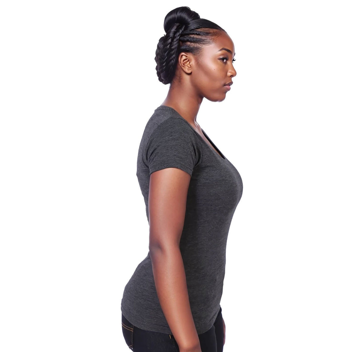 Ladies' 150g Fashion Fit T - Shirt - Graphite Melange - End Of Range