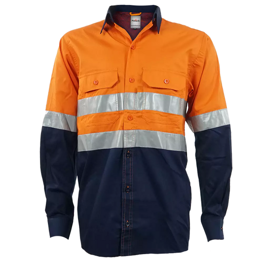 Navy / Orange Vented Reflective Mining Shirt