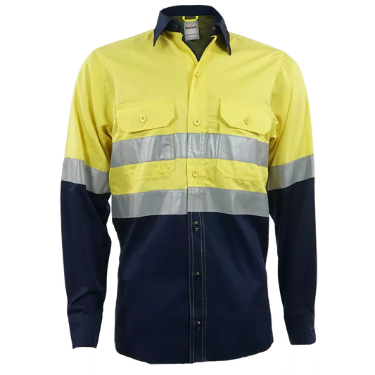 Navy / Yellow Vented Reflective Mining Shirt