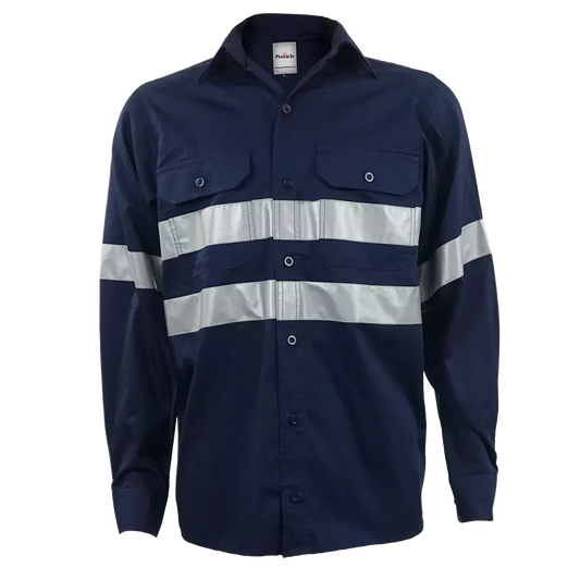 Navy Vented Reflective Mining Shirt