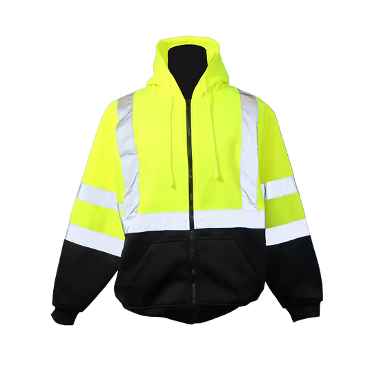 Lime / Black Pro Fleece Jacket With Hood