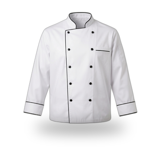 Chefs Jacket White with Black Piping