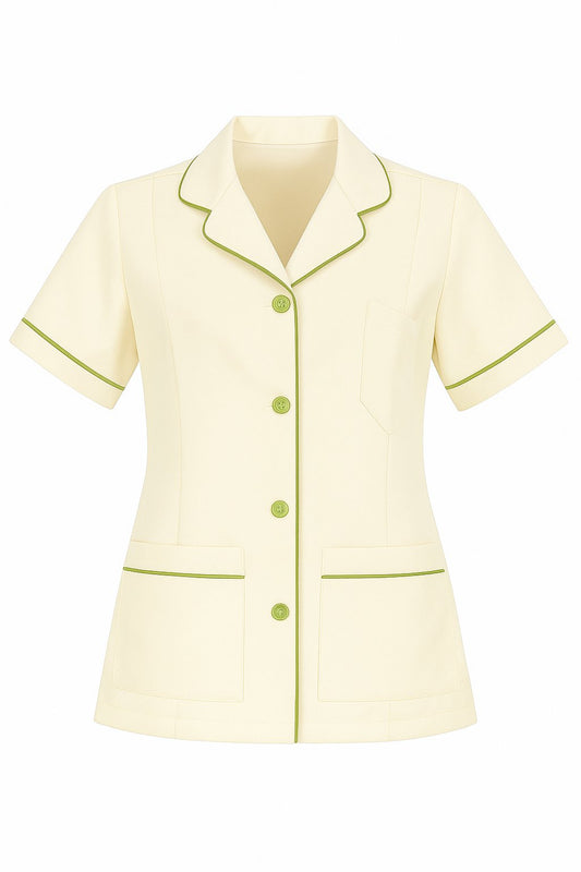Nursing Blouse Front Buttons - Cream & Avo