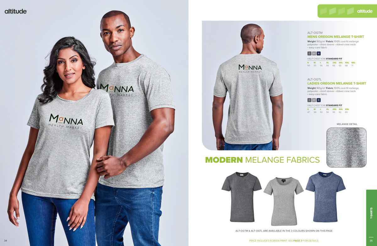 Mens Oregon Melange T - Shirt