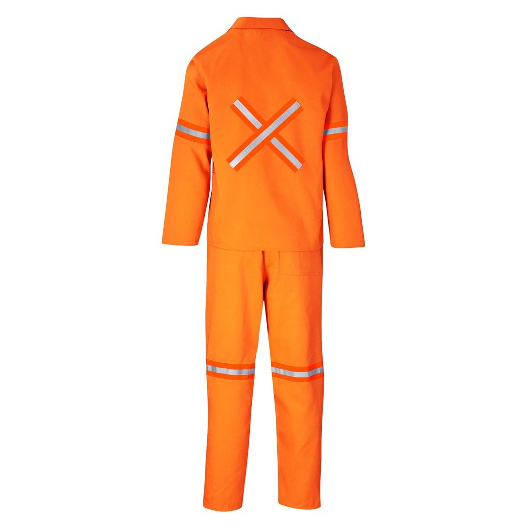 Trade Polycotton Conti - Suit Reflective Arms, Legs & Back - Orange Tape