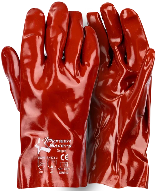 Pioneer Gorgon Brown Heavy Duty Pvc Glove Open Cuff 27Cm
