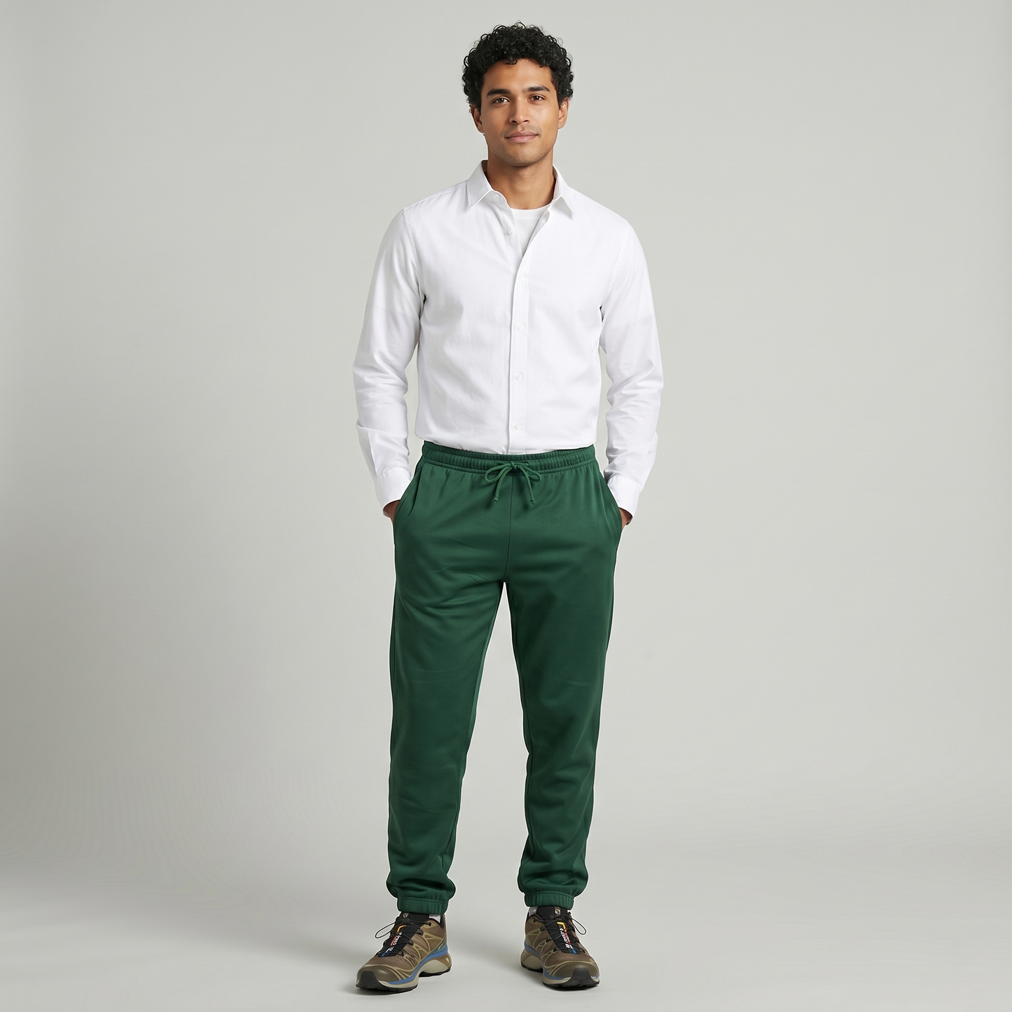 Green School Tracksuit Pants | Premium Elastic-Waist Pants in Brown