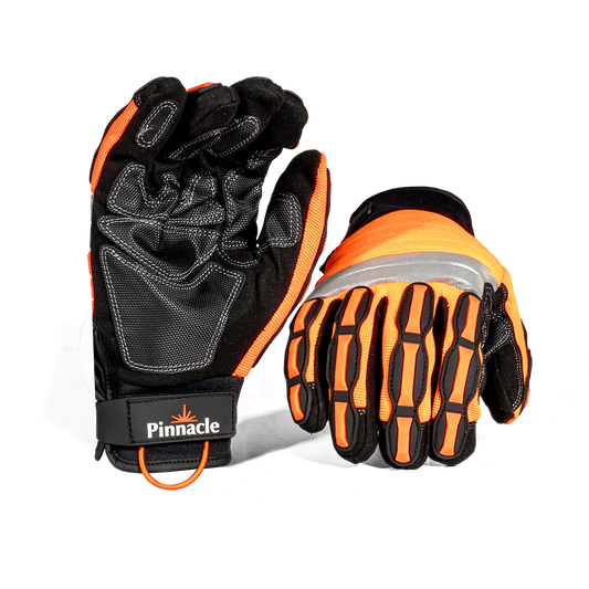 Mechanical Glove Microfiber Palm With Padding,hi Viz Orange Back With Impact Protection