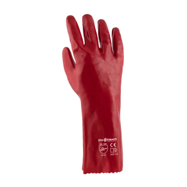 Tru Touch Red PVC Medium Weight Elbow Gloves