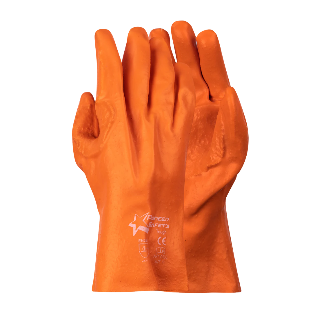 Pioneer PVC Orange Reinforced Glove - 27Cm