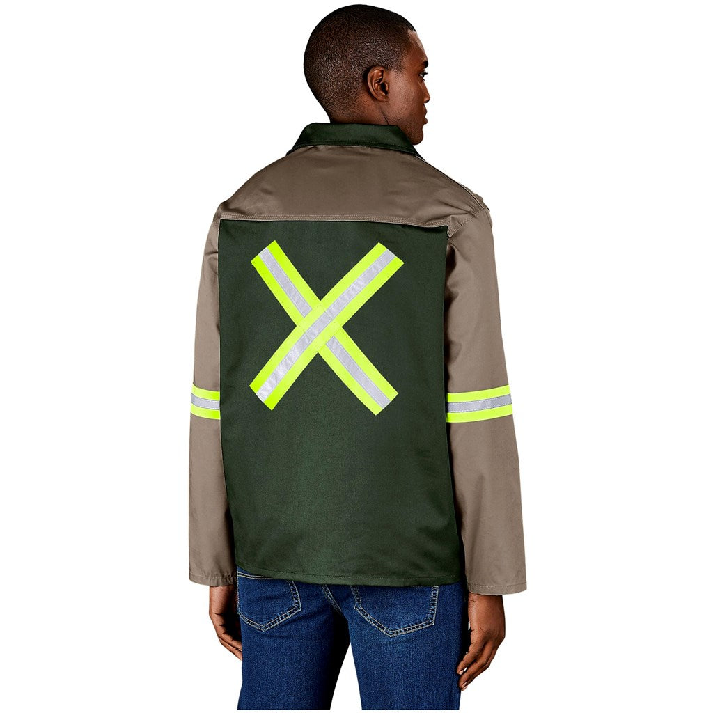 Site Premium Two - Tone Polycotton Jacket - Reflective Arms & Back - Yellow Tape