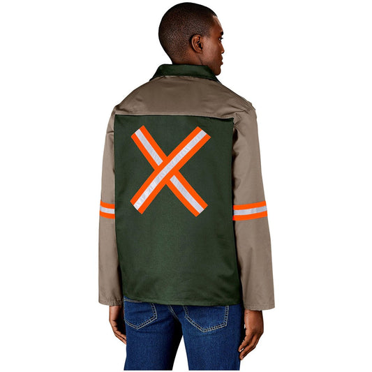 Site Premium Two - Tone Polycotton Jacket - Reflective Arms & Back - Orange Tape