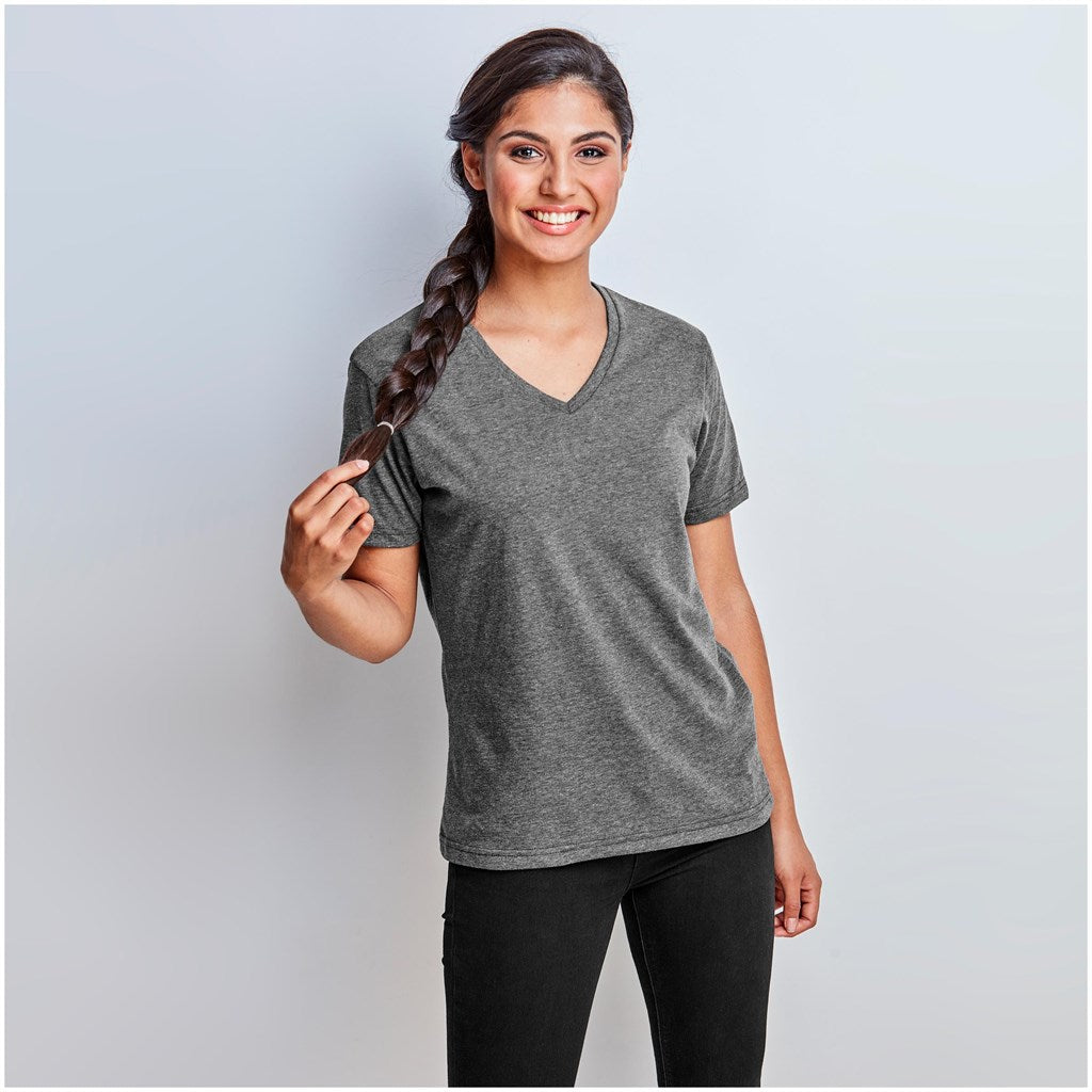 Ladies Michigan Melange V - Neck T - Shirt