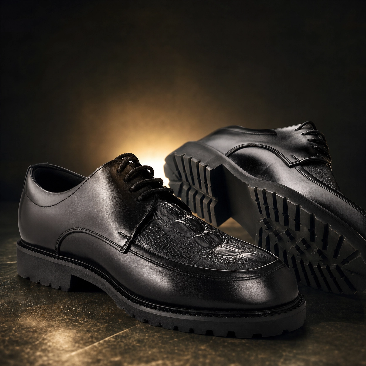 Prestige Men's Derby Shoes - Exotic Mock-Croc Finish