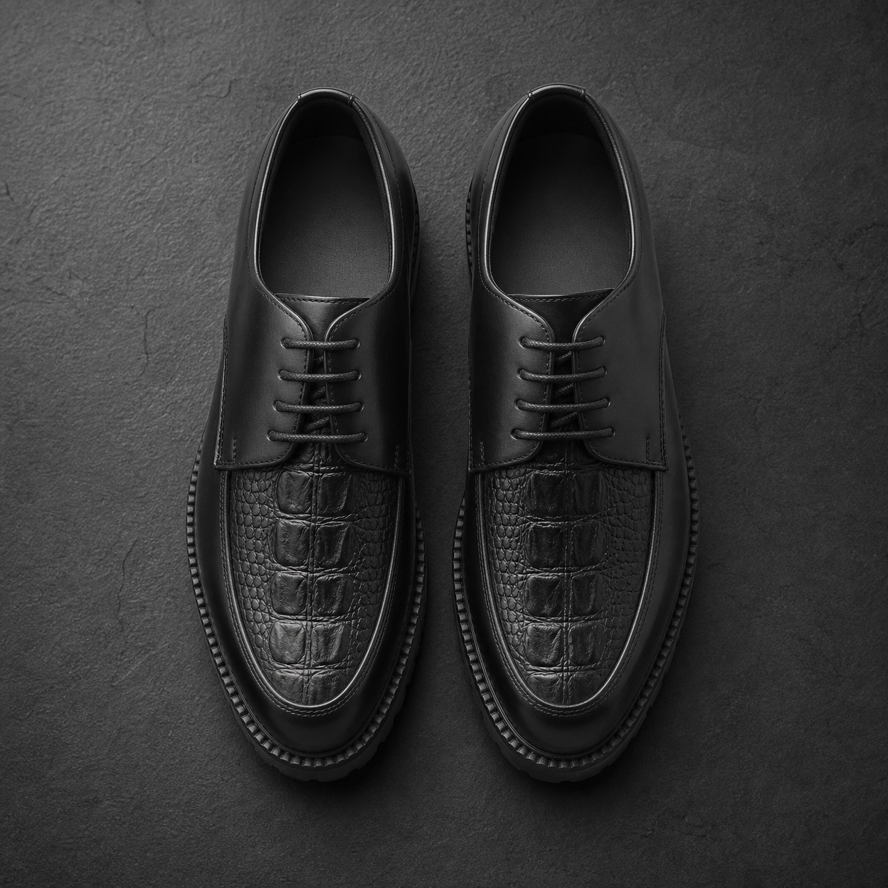Prestige Men's Derby Shoes - Exotic Mock-Croc Finish